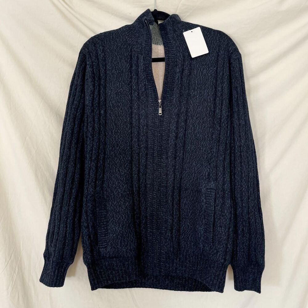 NWT Chunky Soft Lined Warm Zip Up Hoodie Navy Blue XXXL
